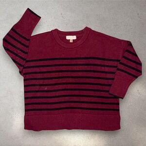 Philosophy Plus Size 1X Burgundy Striped Knit‎ Sweater Crewneck Capsule Wardrobe